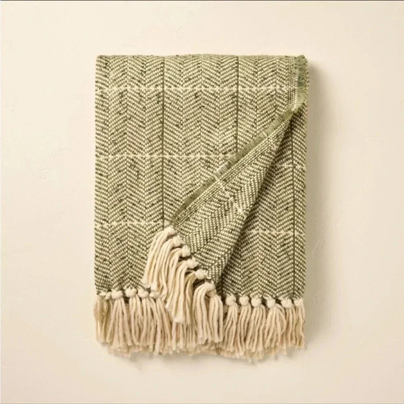Hearth & Hand Other - Herringbone Stripe Woven Bed Blanket
Green/Cream - Hearth & Hand with Ma…